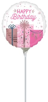 04" Pastel Birthday Balloon (Inflated with Cup and Stick)