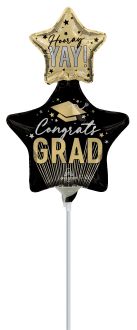 Minishape Stripes On Stripes Grad Stars Balloon (Inflated with Cup and Stick)