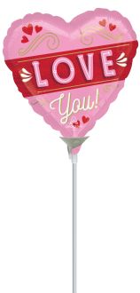 09" Retro Love Balloon (Inflated with Cup and Stick)