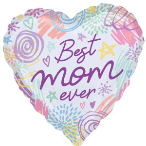 Standard Best Mom Ever Sweet Scribbles Balloon