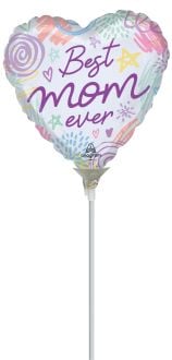 09" Love You Mom Sweet Scribbles Balloon (Inflated with Cup and Stick)