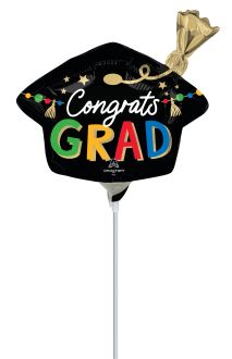 Mini Shape Grad Party Hat Balloon (Inflated with Cup and Stick)