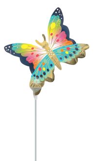 Mini Shape Satin Vibrant Flutters Butterfly Balloon (Inflated with Cup and Stick)