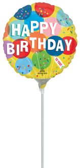 09" Sunny Balloons Birthday (Inflated with Cup and Stick)