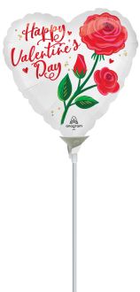 09" Satin Valentine Rose Radiance Balloon (Inflated with Cup and Stick)