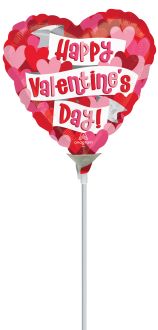 09" Playful Valentine Hearts Balloon (Inflated with Cup and Stick)