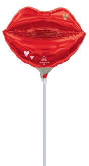 MiniShape Valentine Vibes Lips Balloon (Inflated with Cup and Stick)