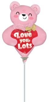 MiniShape Love You Blush Bear Hugs Balloon (Inflated with Cup and Stick)