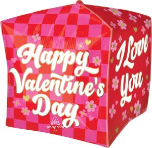 Ultrashape Cubez Checkerboard Happy Valentines Day Balloon