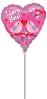 09" Love Birds Balloon (Inflated with Cup and Stick)
