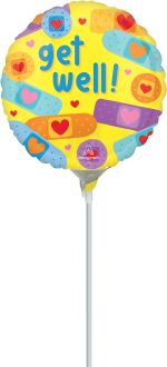 04" Get Well Patch Balloon (Inflated with Cup and Stick)