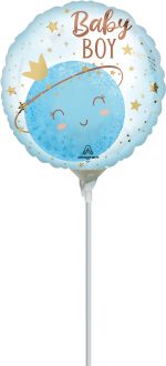 09" Little Moon Boy Balloon (Inflated with Cup and Stick)