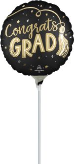 04" Satin Twirling Tassels Congrats Grad Balloon (Inflated with Cup and Stick)
