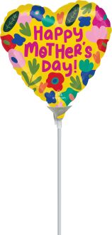 09" Happy Mothers Day Hothouse Petals Balloon (Inflated with Cup and Stick)