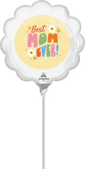 MiniShape Retro Charm Best Mom Ever! Balloon (Inflated with Cup and Stick)