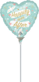 09" Ribbon Banners Wedding Happily Ever After Balloon (Inflated with Cup and Stick)