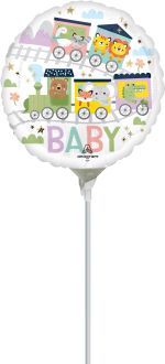 09" All Aboard Baby Balloon (Inflated with Cup and Stick)