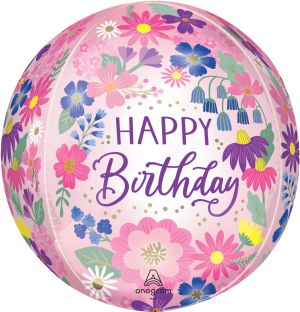Orbz Garden Florals Birthday Balloon