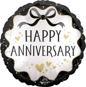 Standard Satin Ribbon Curls Anniversary Balloon
