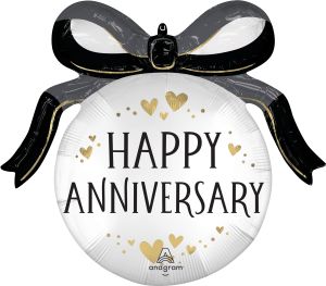 SuperShape Satin Ribbon Curls Anniversary Balloon