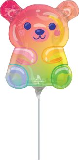 MiniShape Gummy Bear Birthday Balloon (Inflated with Cup and Stick)