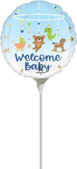 09" Tiny Treasures Boy Balloon (Inflated with Cup and Stick)