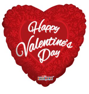 04" Happy Valentines Day Love Pattern Balloon (Inflated with Cup and Stick)