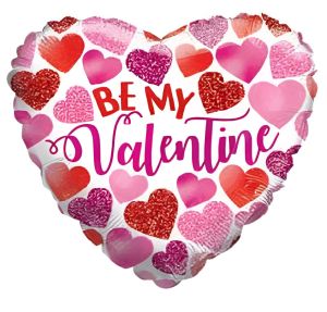 09" Be My Valentine Many Hearts Balloon (Inflated with Cup and Stick)