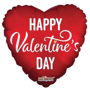 09" Valentine On Red Matte Balloon (Inflated with Cup and Stick)