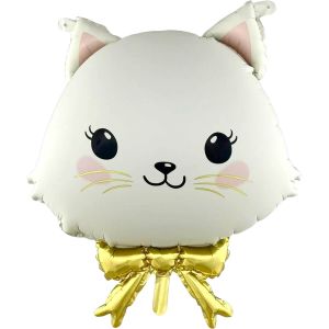 23" Kitten Face with Bow Balloon