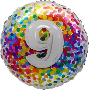 18" 9 Rainbow Confetti Balloon Airise
