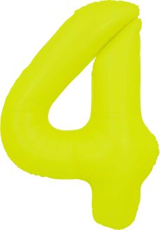 34" Neon Yellow Number 4 Balloon