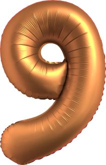 34" Chrome Rose Gold Number 9 Balloon
