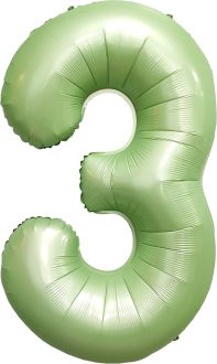 34" Matte Green Number 3 Balloon