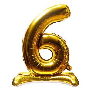 16" Stand Up Gold Number 6 Balloon