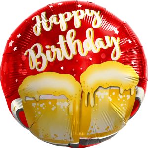 18" Happy Birthday Beer Cheers Red Balloon