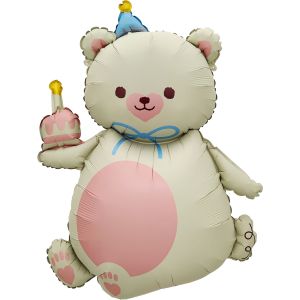 39" Matte Cream Party Bear Balloon