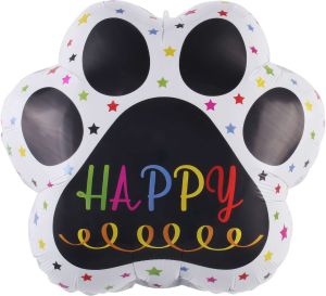 18" Happy Birthday White Dog Paw Balloon