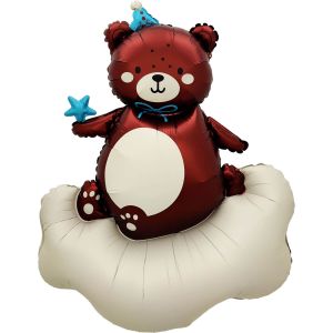 48" Teddy Bear on a Cloud Blue Balloon