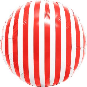 18" Striped Candy Red Balloon