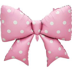 39" Pink Bow with White Polka Dots Balloon