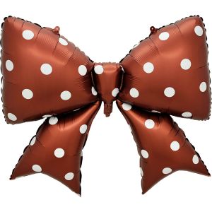 39" Brown Bow with White Polka Dots Balloon