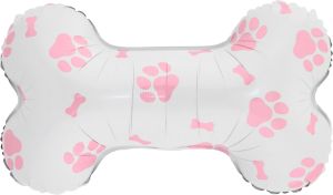 24" White Bone Pink Dog Paws Balloon