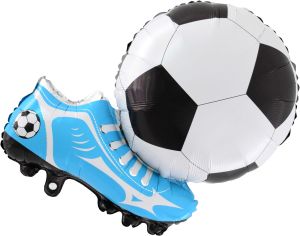 29" Blue Cleats Kicking Soccer Ball Balloon