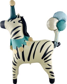 38" Standing Matte Circus Zebra Balloon