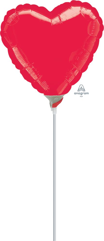 04" Red Heart Flat Balloon (Inflated with Cup and Stick)
