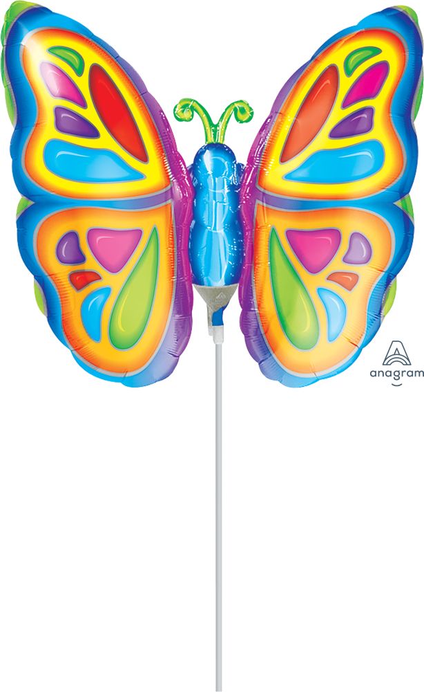 Mini Shape Bright Butterfly Balloon (Inflated with Cup and Stick)