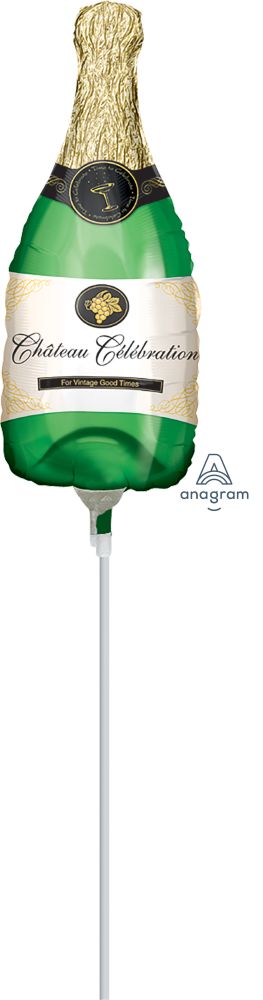 Mini Shape Champagne Bottle Balloon (Inflated with Cup and Stick)