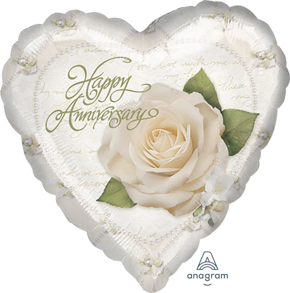 09" Petals & Pearls Anniversary Balloon (Inflated with Cup and Stick)