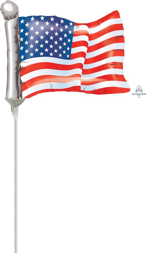 Mini Shape American Flag Balloon (Inflated with Cup and Stick)